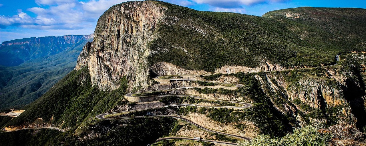 Hairpin bends beneath the cliffs of Serra da Leba, Angola