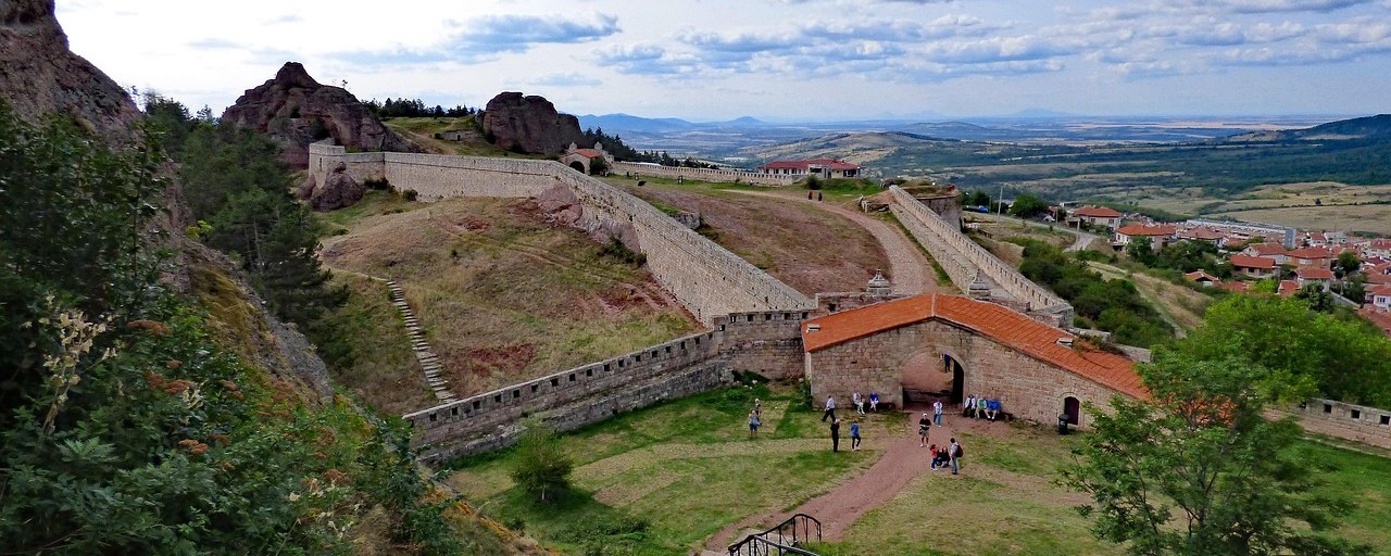 Belogradchik Fortress and surrounding rocky hills in Bulgaria.