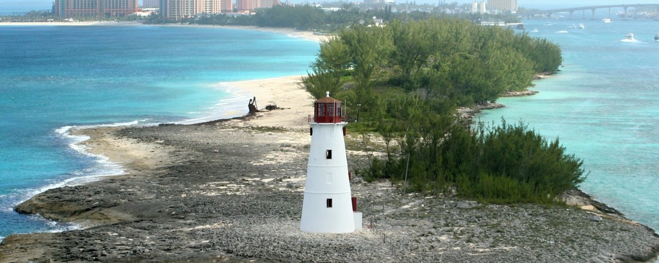 Lighthouse at Nassau harbour entrance, Bahamas