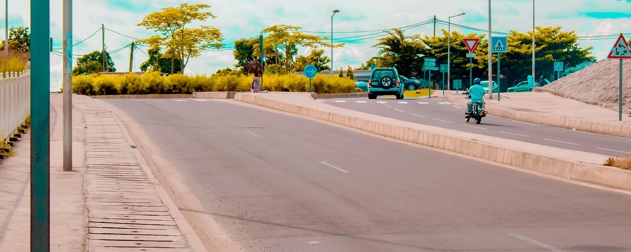 Tree-lined road in Brazzaville, Congo
