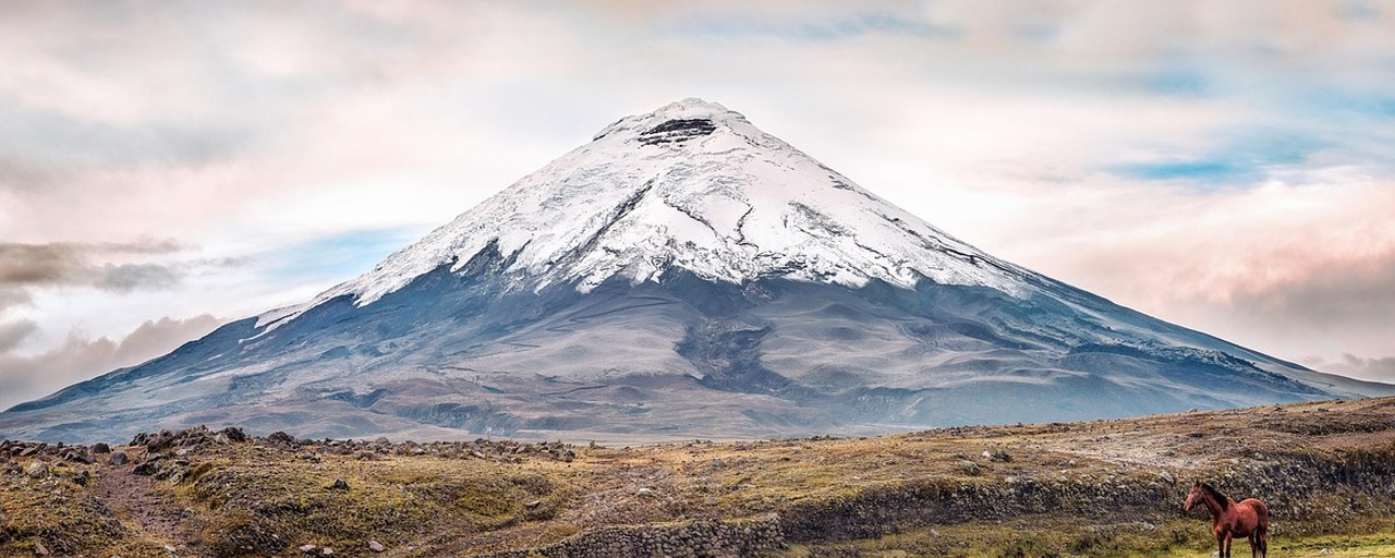 Snow-covered Cotopaxi volcano in Ecuador