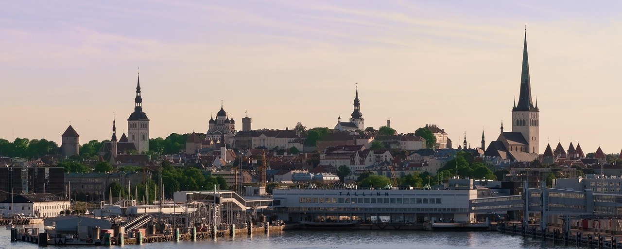 Tallinn’s Old Town skyline across the harbor in Estonia