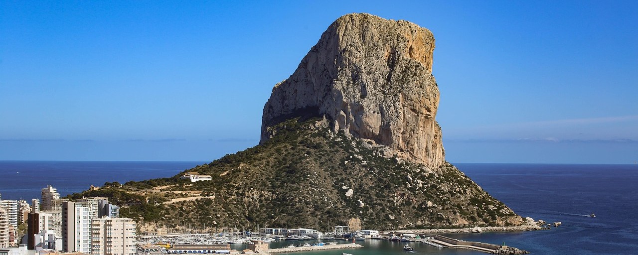 Peñón de Ifach above Calpe harbor on the Costa Blanca, Spain.