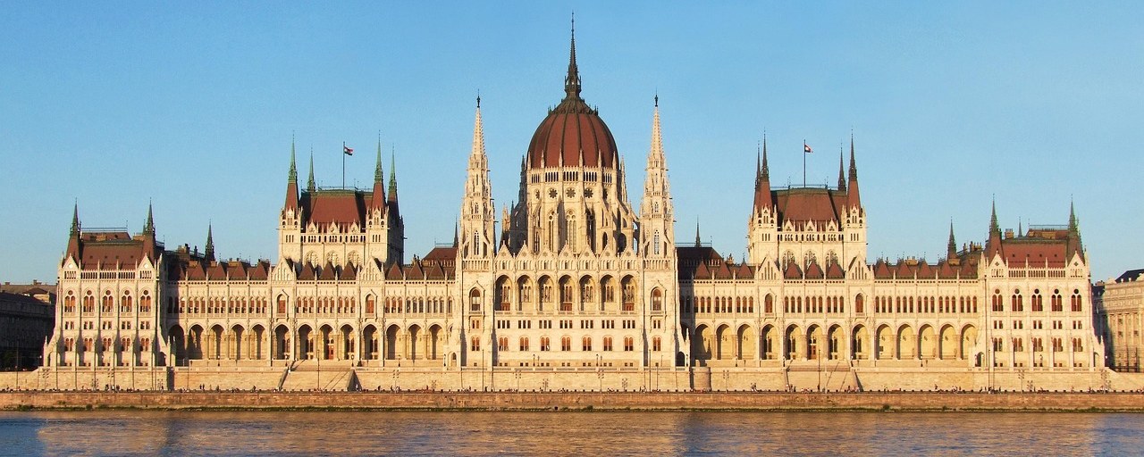 Hungarian Parliament beside the Danube in Budapest, Hungary