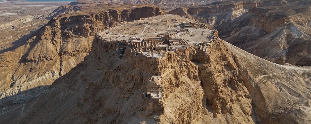 Masada fortress on its desert plateau in Israel