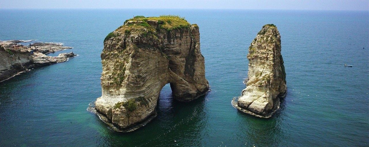 Pigeon Rocks off Beirut, Lebanon