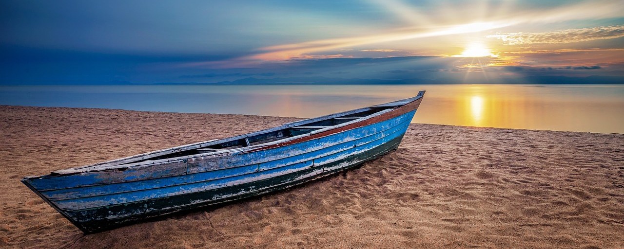 Wooden boat on the shore of Lake Malawi, Malawi