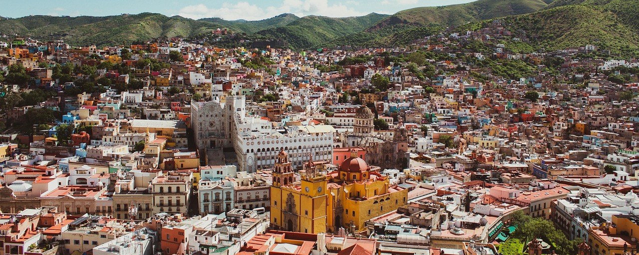 Colourful Guanajuato cityscape and surrounding hills, Mexico