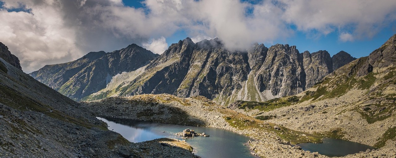 Rocky Tatra Mountains and an alpine lake in Slovakia