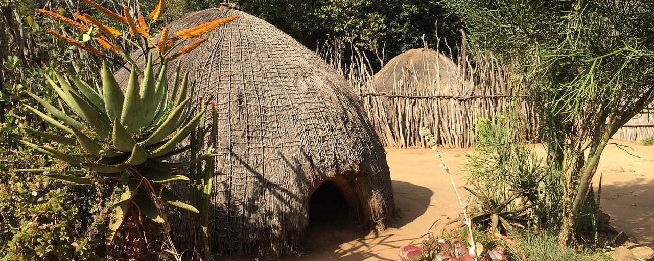 Traditional Swazi beehive huts in a village in Eswatini