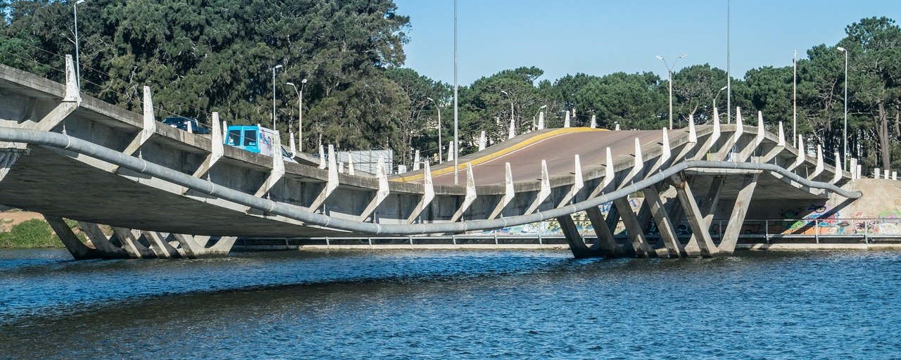 Leonel Viera Bridge over the water in La Barra, Uruguay