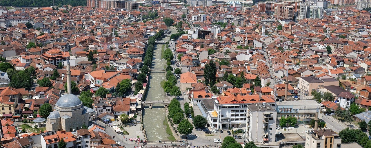 Prizren rooftops and river in Kosovo